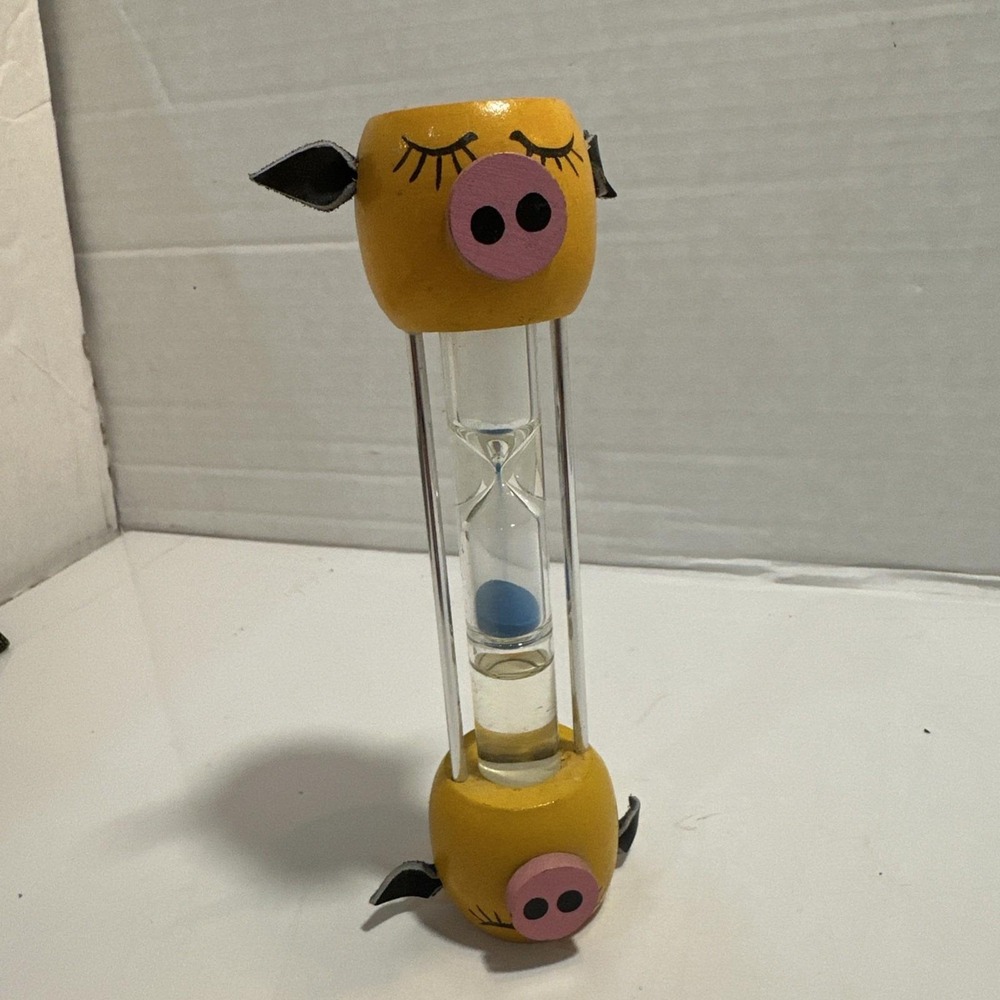 Zoomorphic Hourglass‎ Pig Head Table Art Time Counter Vintage Design